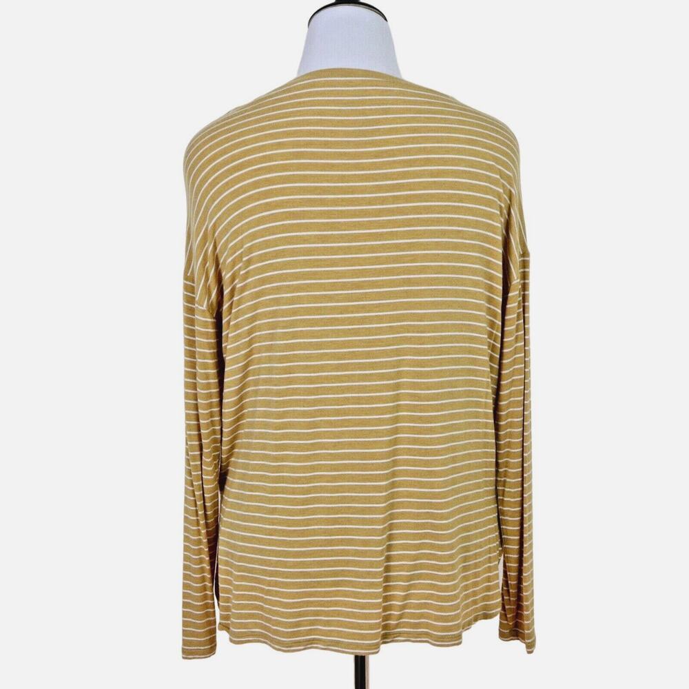 American Eagle Size S Soft & Sexy Long Sleeve Tee Striped Yellow White - Picture 4 of 10